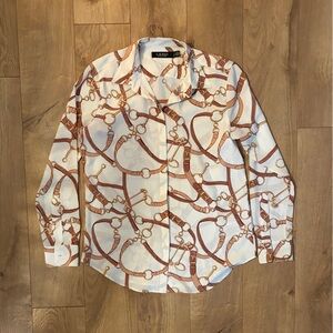 LAUREN Ralph Lauren Belting Print Classic Blouse